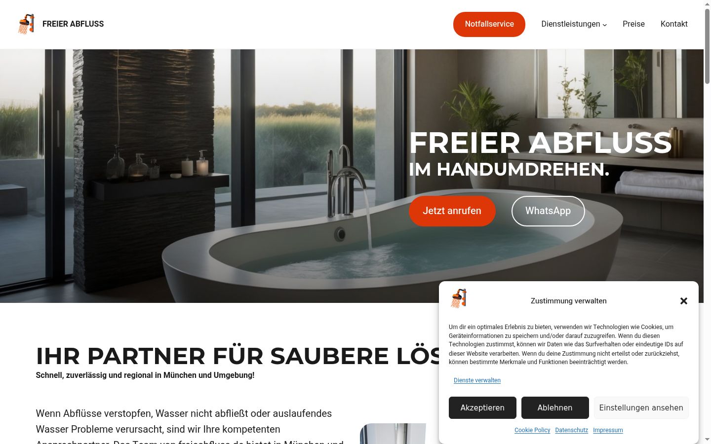 Screenshot des Einwilligungsbanners vor jeglicher Interaktion