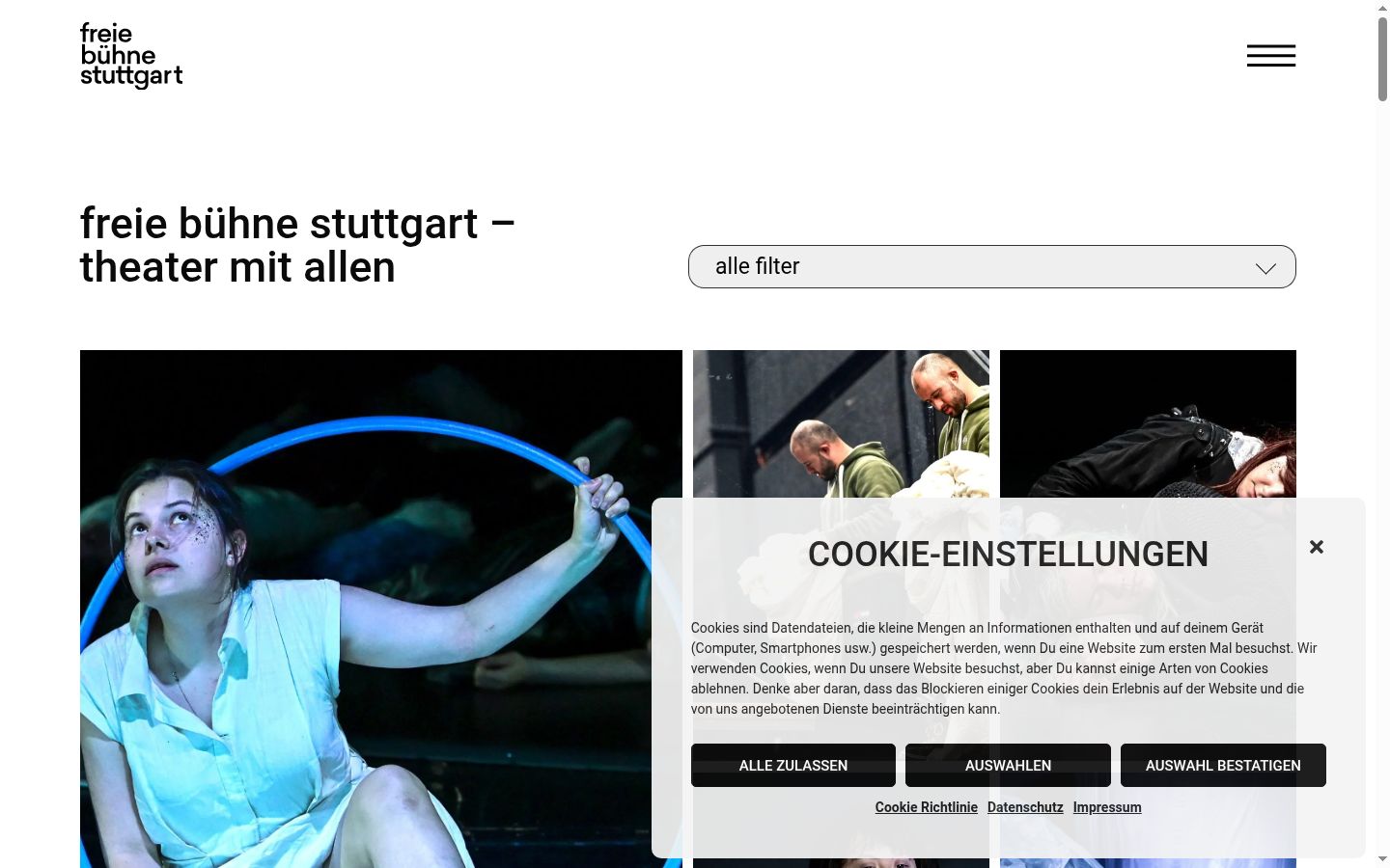 Screenshot des Einwilligungsbanners vor jeglicher Interaktion