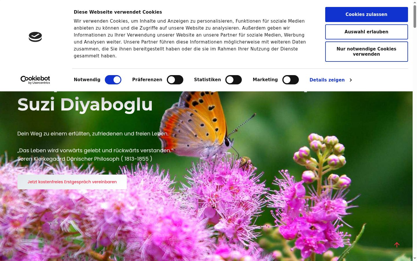 Screenshot des Einwilligungsbanners vor jeglicher Interaktion