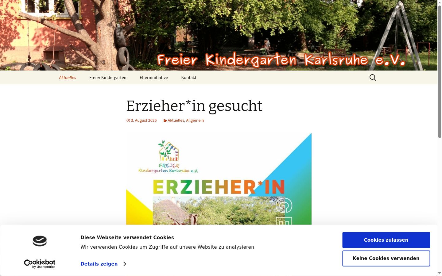 Ekrānuzņēmums ar piekrišanas baneri, kas tika rādīts pirms jebkādas mijiedarbības