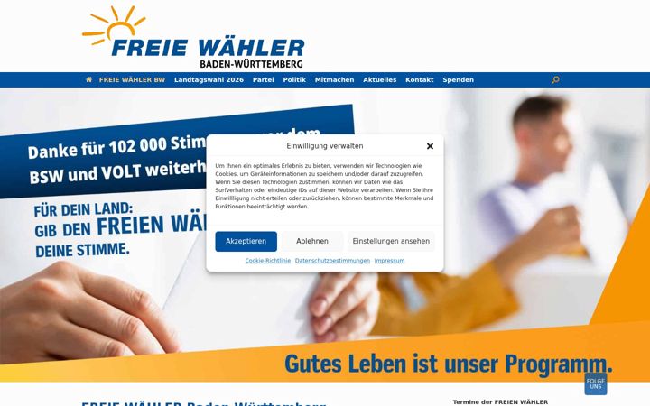 Screenshot of freiewaehler-bw.de