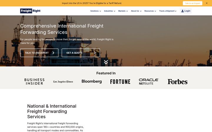 Screenshot of freightright.com