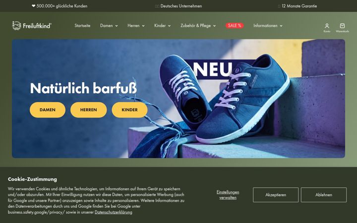 Képernyőkép: freiluftkind.de