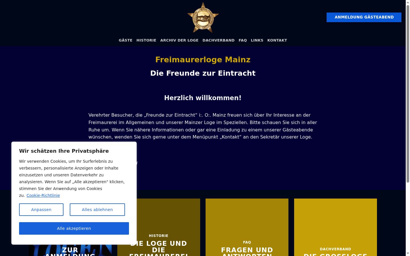 Skärmbild av samtyckesbannern som visades före någon interaktion