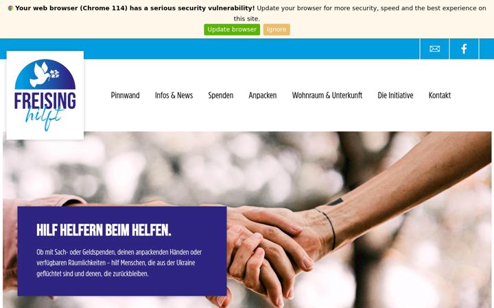 Posnetek zaslona freising-hilft.de