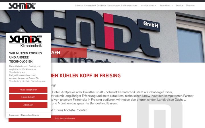 Posnetek zaslona freising-klimaanlage.de