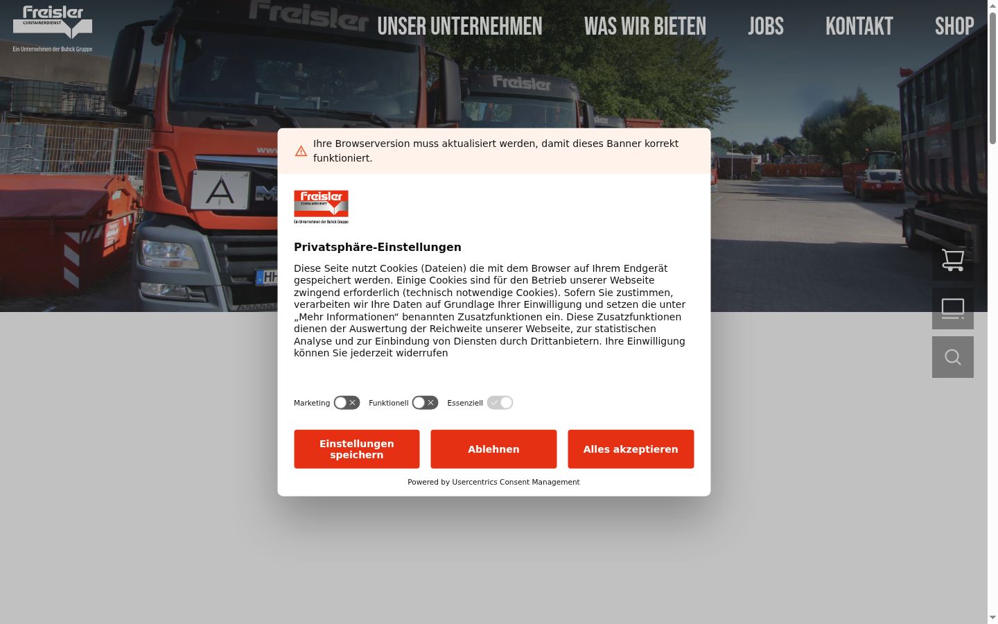Screenshot tal-banner tal-kunsens muri qabel kwalunkwe interazzjoni