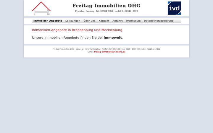 Posnetek zaslona freitag-immo.de