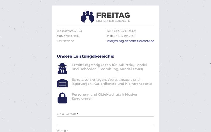 Posnetek zaslona freitag-sicherheitsdienste.de