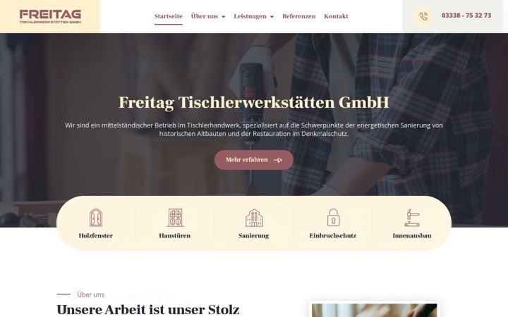 Posnetek zaslona freitag-tischlerwerkstaetten.de