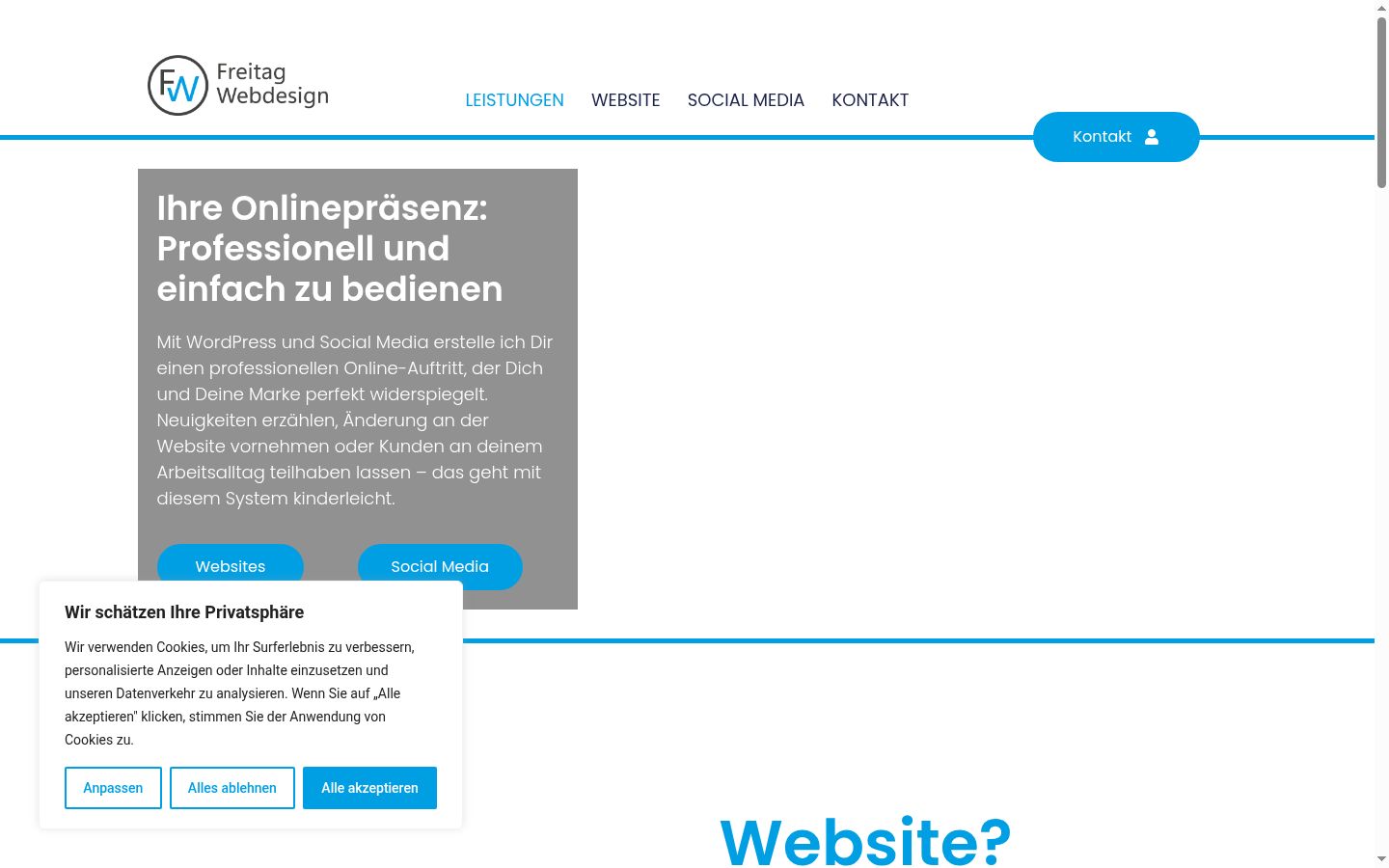 Screenshot del banner di consenso mostrato prima di qualsiasi interazione