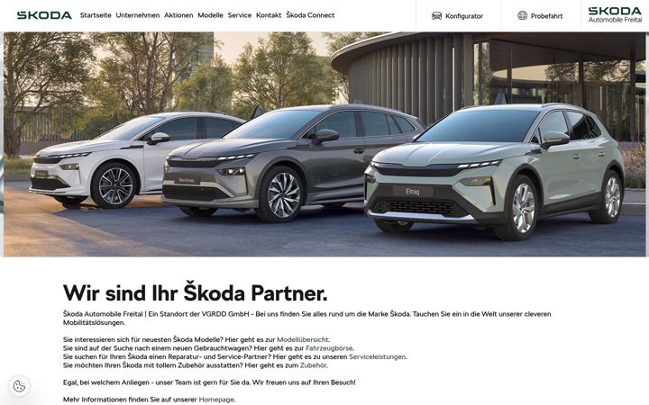 Posnetek zaslona freital.skoda-auto.de