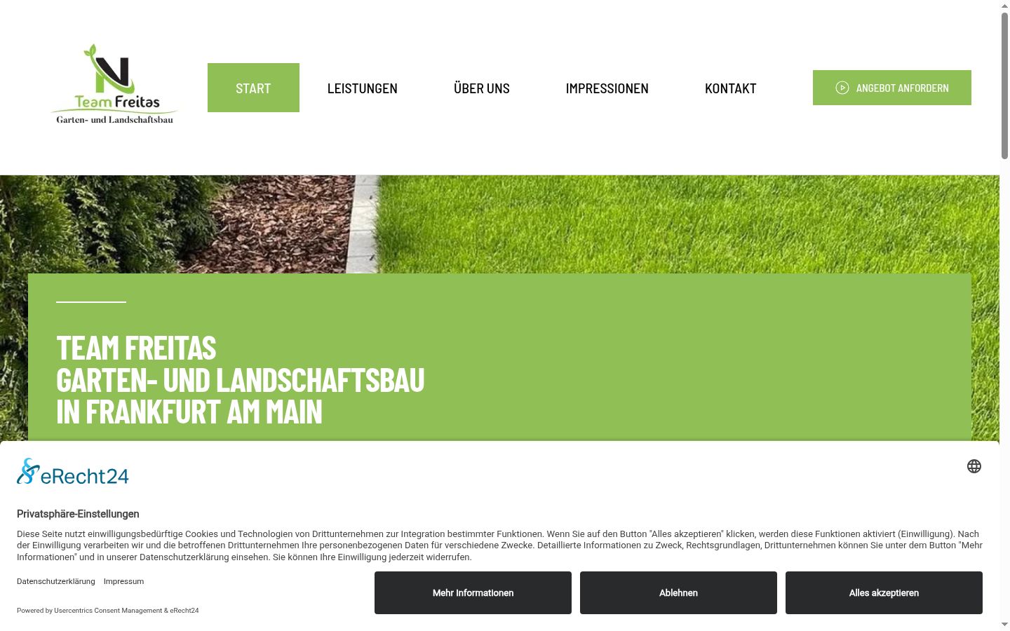 Screenshot des Einwilligungsbanners vor jeglicher Interaktion