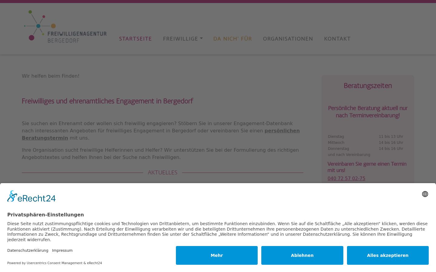 Screenshot del banner di consenso mostrato prima di qualsiasi interazione