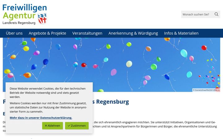 Posnetek zaslona freiwilligenagentur-regensburger-land.de