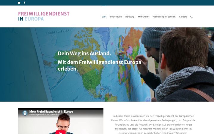 Posnetek zaslona freiwilligendienst-in-europa.de