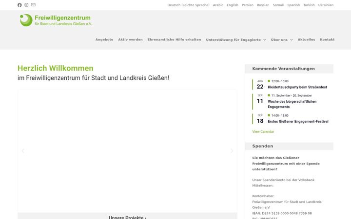Posnetek zaslona freiwilligenzentrum-giessen.de