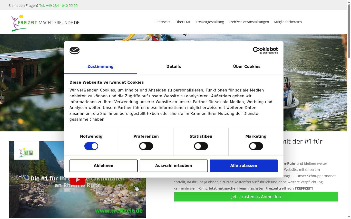 Capture d'écran de la bannière de consentement affichée avant toute interaction