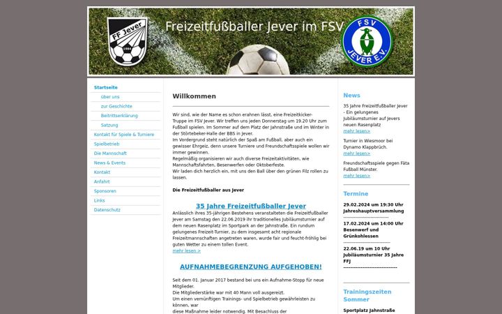 Screenshot του freizeitfussballer-jever.de