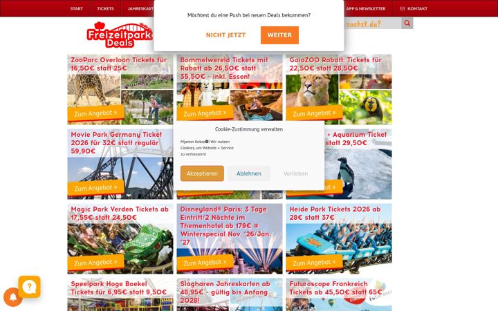 Screenshot stránky freizeitparkdeals.de