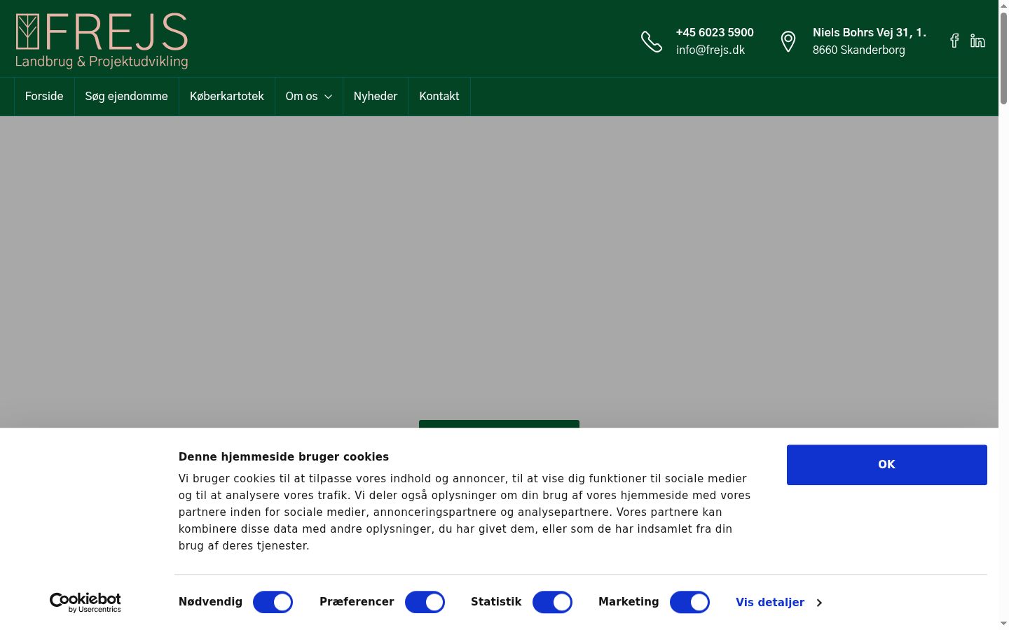 Screenshot του banner συγκατάθεσης που εμφανίστηκε πριν από οποιαδήποτε αλληλεπίδραση