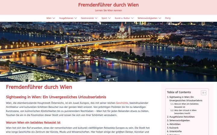 Skjermbilde av fremdenfuehrer-wien.de