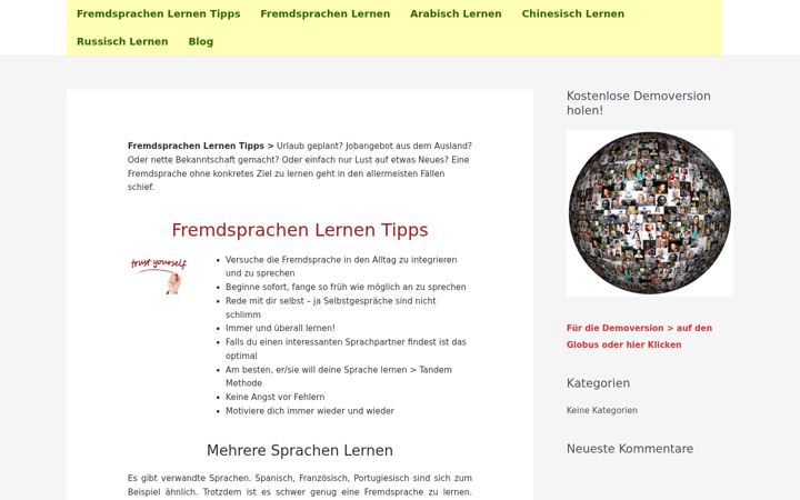 Captură de ecran a fremdsprachenlernen.info