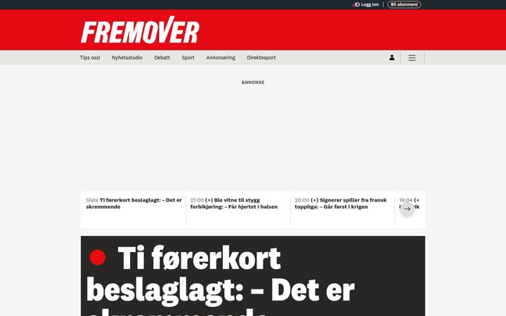 Screenshot of fremover.no