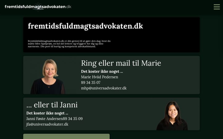 Skjermbilde av fremtidsfuldmagtsadvokaten.dk