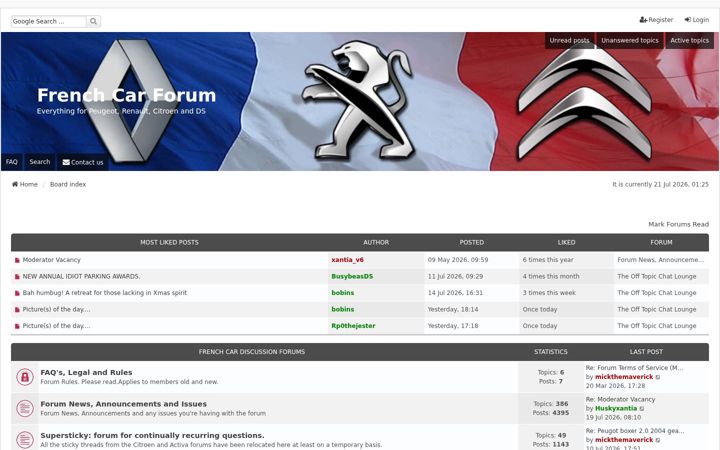 Screenshot of frenchcarforum.co.uk