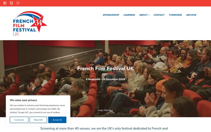 Snímek obrazovky frenchfilmfestival.org.uk