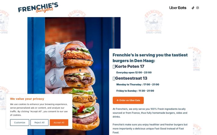 Screenshot of frenchiesburgers.nl