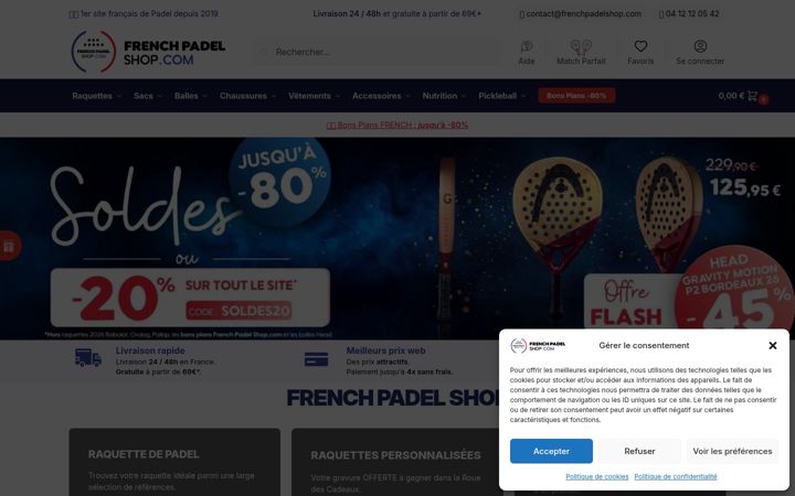 Képernyőkép: frenchpadelshop.com