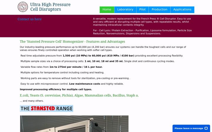 Screenshot of frenchpressurecell.com