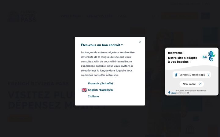 Zrzut ekranu frenchrivierapass.com