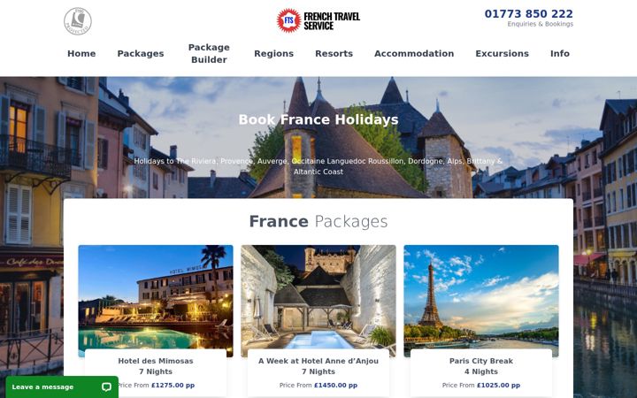 Screenshot of frenchtravelservice.com