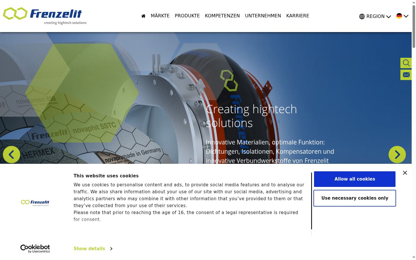 Screenshot del banner di consenso mostrato prima di qualsiasi interazione