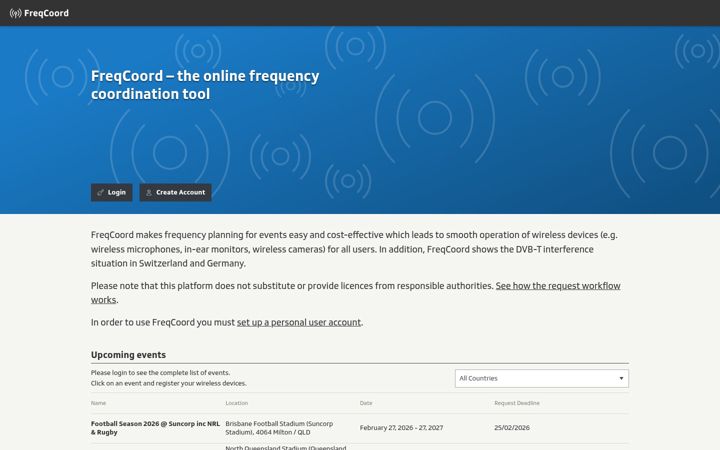 Screenshot of freqcoord.com