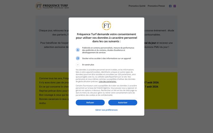 Screenshot of frequence-turf.fr