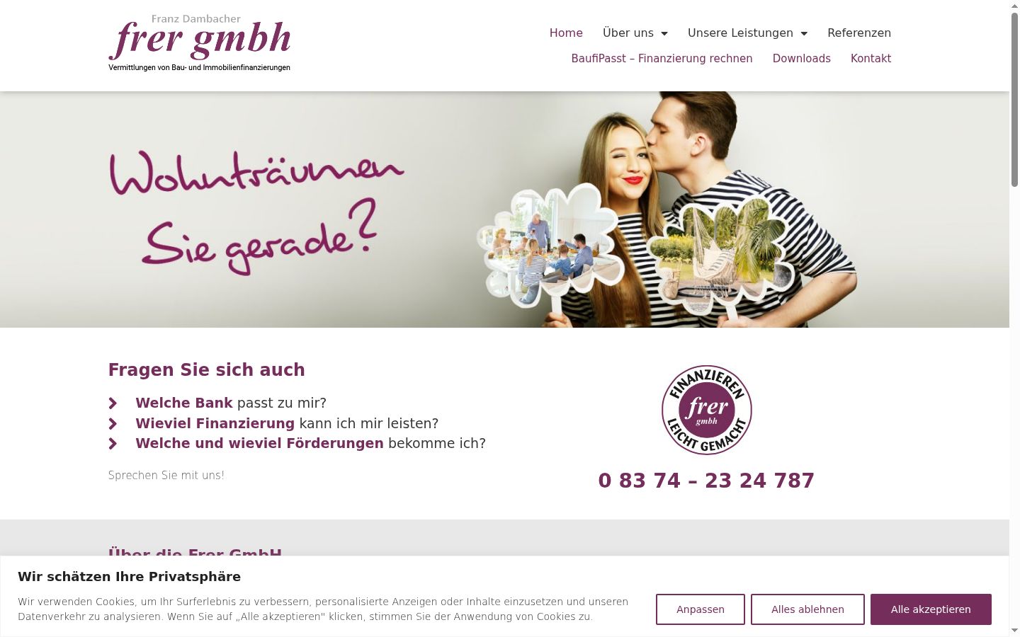 Screenshot del banner di consenso mostrato prima di qualsiasi interazione