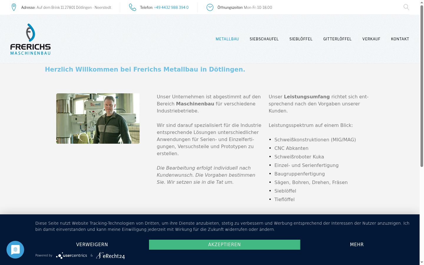 Screenshot of the consent banner shown before any interaction