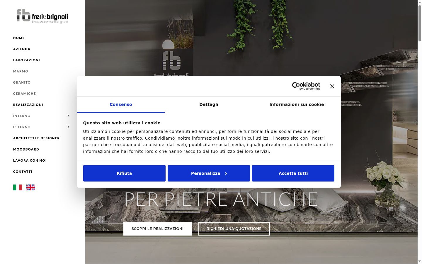 Captura de ecrã do banner de consentimento apresentado antes de qualquer interação