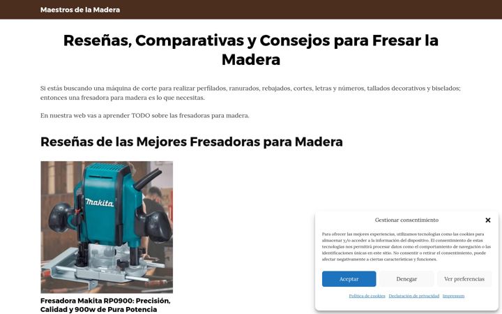 Screenshot of fresadoraparamadera.com