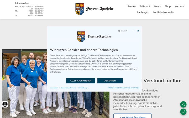 Screenshot of fresena-apotheke-hinte.de