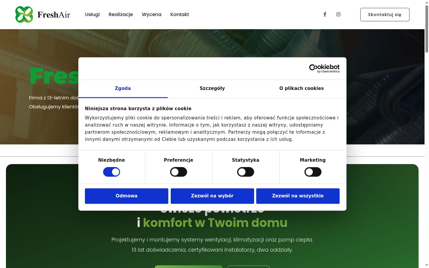 Captura de ecrã do banner de consentimento apresentado antes de qualquer interação