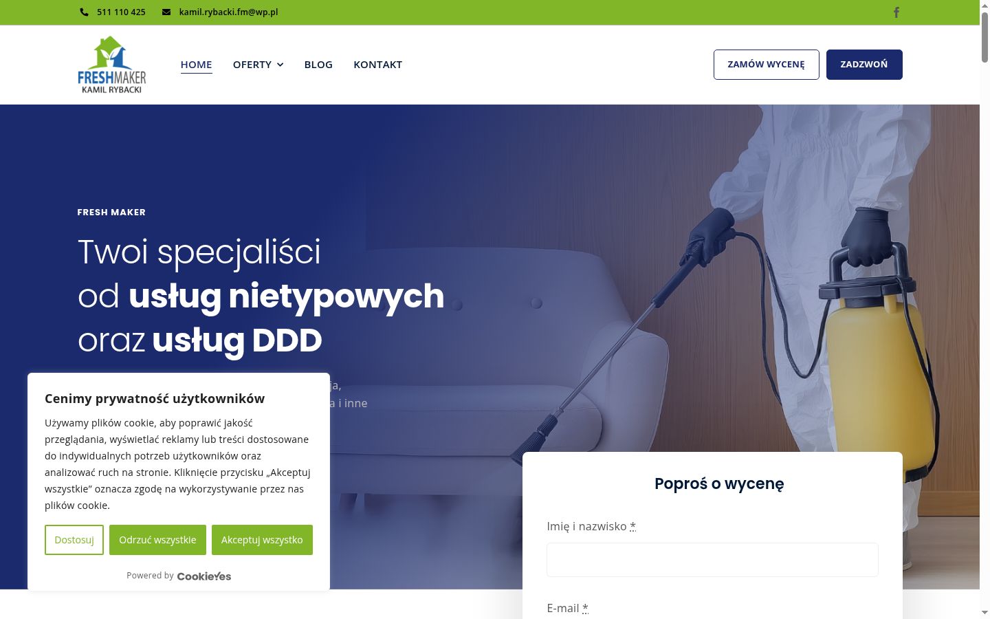 Zrzut ekranu banera zgody wyświetlanego przed jakąkolwiek interakcją