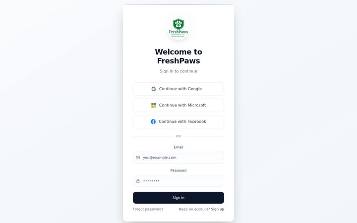 Screenshot of fresh-paws.app