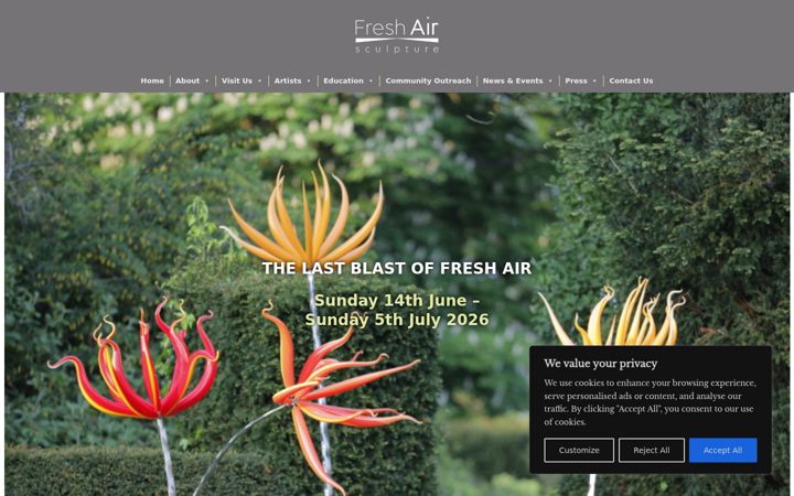 Screenshot of freshairsculpture.com