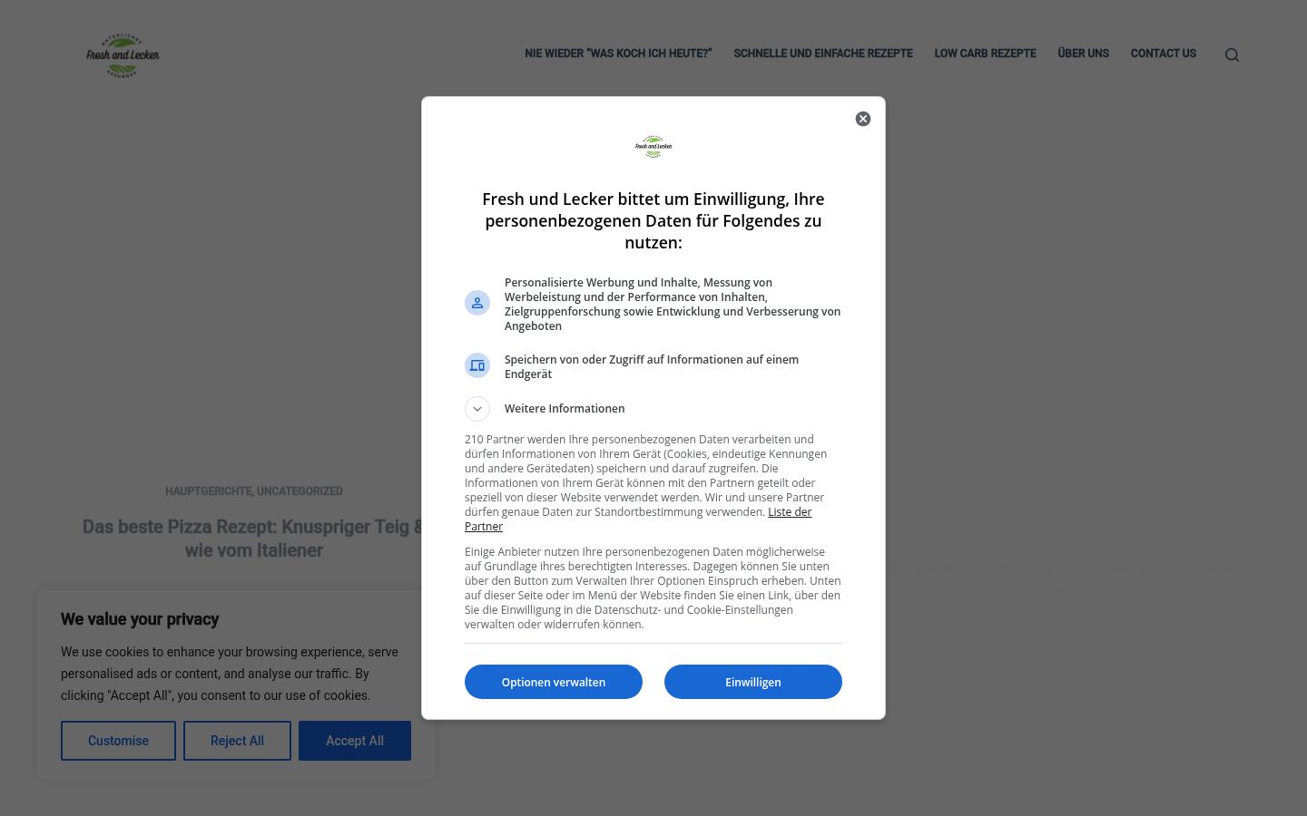 Screenshot of the consent banner shown before any interaction
