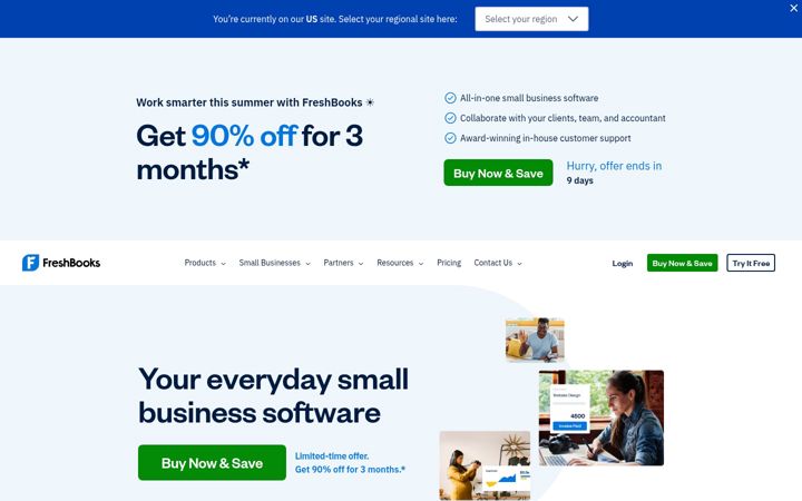 Screenshot of freshbooks.com